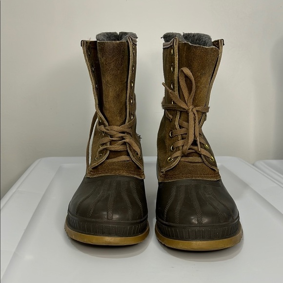 Sorel Ice Pack Boots Men 9 Winter Snow Duck Hunting Brown Leather Wool Liners - Picture 2 of 16